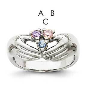 3 Synthetic Stone Family Ring 14k White Gold XMRW51/3SY, MPN: XMRW51_3--6, 883957165301