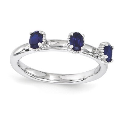 Sapphire Three Stone Ring - Sterling Silver QSK1578, MPN: QSK1578, 886774212753