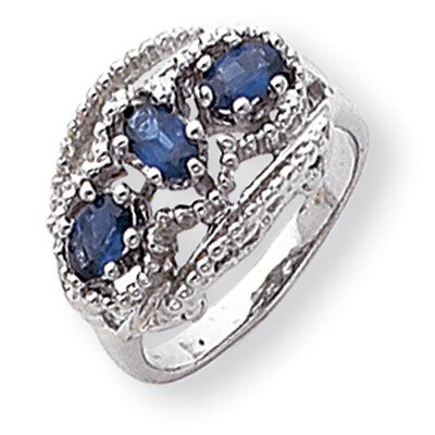Polished 3-stone 5x3 Oval Gemstone Ring Mounting 14k White Gold Y2060, MPN: Y2060,