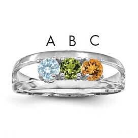 Synthetic 3 Stone Mother&#39;s Ring Sterling Silver Rhodium-plated XMR7/3SS-10, MPN: XMR7_3W--6, 883957…