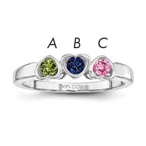Synthetic 3 Stone Mother&#39;s Ring Sterling Silver Rhodium-plated XMR85/3SS-10, MPN: XMR85_3W--6, 8867…