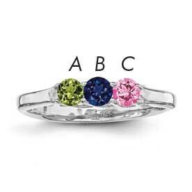 Synthetic 3 Stone Mother&#39;s Ring Sterling Silver Rhodium-plated XMR83/3SS-5, MPN: XMR83_3W--6, 88395…