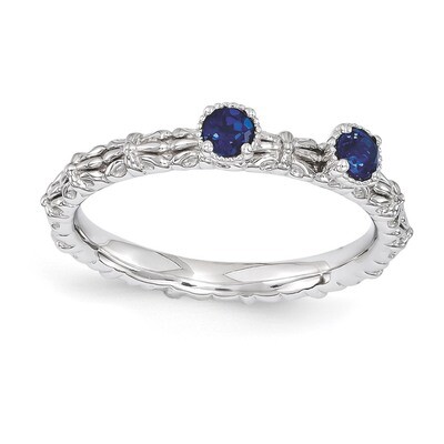 Sapphire Two Stone Ring - Sterling Silver QSK1593, MPN: QSK1593, 886774213712