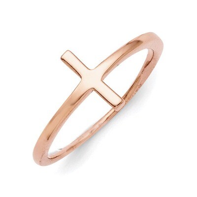 Sideways Cross Ring Sterling Silver Rose Gold-plated QR5883P, MPN: QR5883P, 191101642685