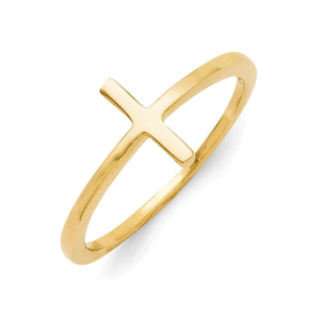 Sideways Cross Ring Sterling Silver Yellow Gold-plated QR5883Y