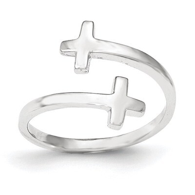 Polished Double Cross Ring 14k white Gold K5736, MPN: K5736, 191101795046