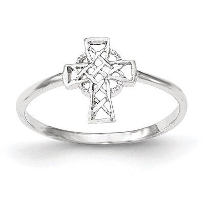 Polished Celtic Cross Ring 14k white Gold K5730, MPN: K5730, 191101455902