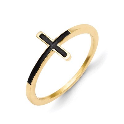 Sideways Cross Ring 14k Gold Antiqued R1784, MPN: R1784, 191101642807