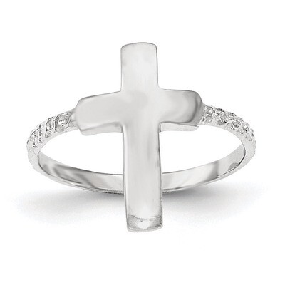 Polished Textured Cross Ring 14k white Gold K5741, MPN: K5741, 191101457258