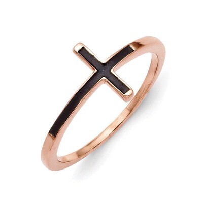 Sideways Cross Ring Sterling Silver Rose Gold-plated Antiqued QR5882P, MPN: QR5882P, 191101642647