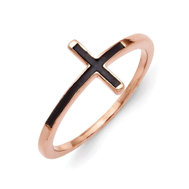 Sideways Cross Ring Sterling Silver Rose Gold-plated Antiqued QR5882P