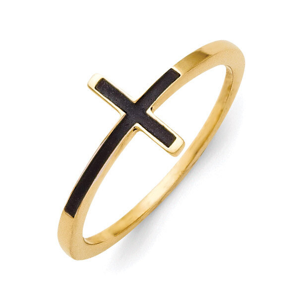 Sideways Cross Ring Sterling Silver Yellow Gold-plated Antiqued QR5882Y