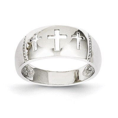 Polished 3 Cross Cut-out Ring 14k White Gold K2056, MPN: K2056, 886774097930