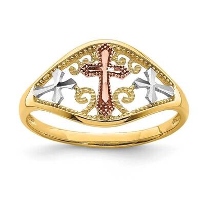 White Rhodium Cross Ring 14k Two-tone Gold K6416, MPN: K6416, 883957350615