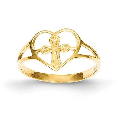 Cross in Heart Ring 14k Gold R132, MPN: R132, 883957265056