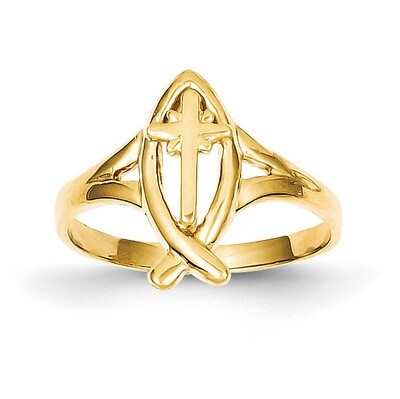 Ichthus with Cross Ring 14k Gold K3947, MPN: K3947, 637218017591