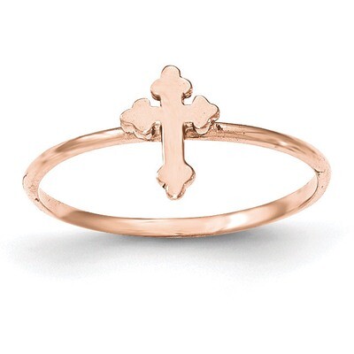 Polished Cross Ring 14k Rose Gold K5727, MPN: K5727, 191101365959