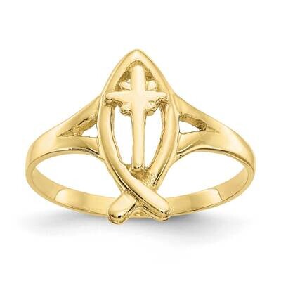 Ichthus with Cross Ring 10k Gold 10K3947, MPN: 10K3947, 191101726439