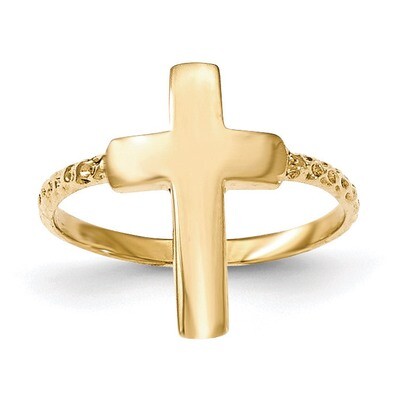 Textured Cross Ring 14k Gold Polished K5740, MPN: K5740, 191101453366
