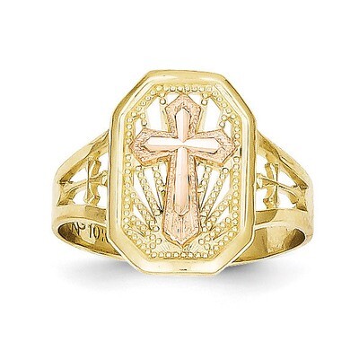 Filigree Cross Ring 10k Two-Tone Gold 10C1289, MPN: 10C1289, 886774021522