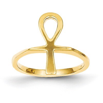 Ankh Egyptian Cross Ring 14k Gold Polished R1322, MPN: R1322, 883957245270