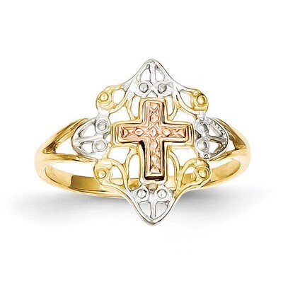 Cross Ring 14k Yellow &amp; Rose Gold with Rhodium K3944, MPN: K3944, 637218030767