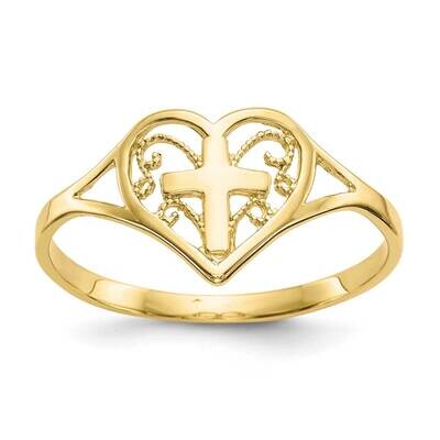 Heart with Cross Ring 10k Gold Polished 10K5117, MPN: 10K5117, 191101726118