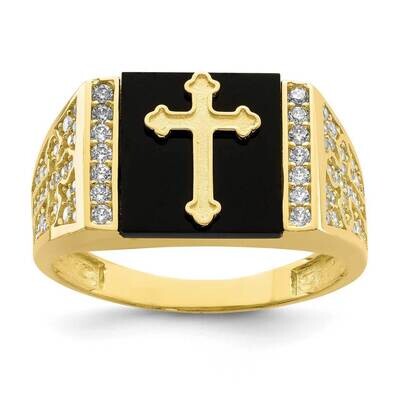 Onyx Cross Men&#39;s Ring 10k Gold CZ Diamond 10C1401, MPN: 10C1401, 883957780931