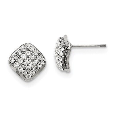 Crystal Square Post Earrings Stainless Steel Polished SRE1017 by Chisel, MPN: SRE1017, 191101010316
