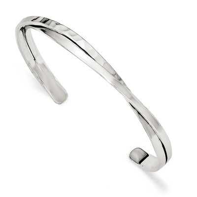 Plain 3mm &amp; Hammered Bands Bangle Sterling Silver Polished QB1017, MPN: QB1017, 191101781575
