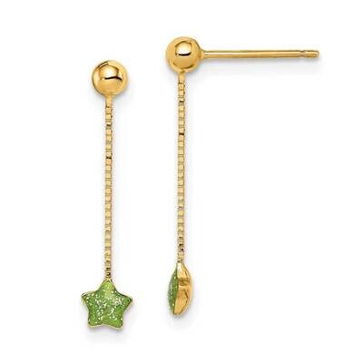 Enameled Star Chain Dangle Post Earrings 14k Gold GK1017 by Madi K, MPN: GK1017, 191101980688