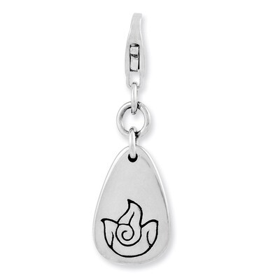 Fire Symbol Charm Sterling Silver Rhodium Plated QCC993 by Amore La Vita, MPN: QCC993, 886774236995
