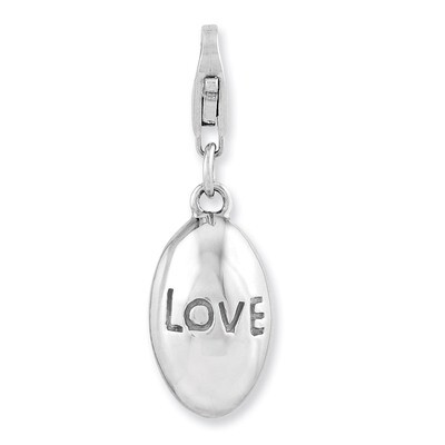 3-D Love Charm Sterling Silver Rhodium Plated QCC992 by Amore La Vita, MPN: QCC992, 886774236988