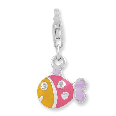 3-D Enameled Fish Charm Sterling Silver Rhodium Plated QCC984 by Amore La Vita, MPN: QCC984, 886774…