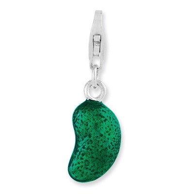 3-D Enameled Green Bean Charm Sterling Silver Rhodium Plated QCC970 by Amore La Vita, MPN: QCC970, …