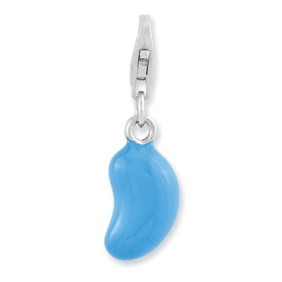 3-D Enameled Blue Bean Charm Sterling Silver Rhodium Plated QCC968 by Amore La Vita, MPN: QCC968, 8…