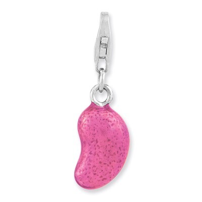 3-D Enameled Pink Bean Charm Sterling Silver Rhodium Plated QCC966 by Amore La Vita, MPN: QCC966, 8…