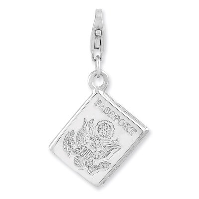 3-D Passport Charm Sterling Silver Rhodium Plated QCC959 by Amore La Vita, MPN: QCC959, 886774236650