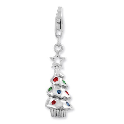 Multi Glass Stone Tree Charm Sterling Silver Rhodium Plated QCC946 by Amore La Vita, MPN: QCC946, 8…