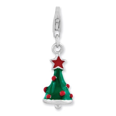 3-D Enameled Christmas Tree Charm Sterling Silver Rhodium Plated QCC945 by Amore La Vita, MPN: QCC9…