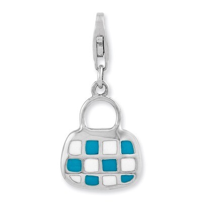 3-D Enameled Purse Charm Sterling Silver Rhodium Plated QCC933 by Amore La Vita, MPN: QCC933, 88677…
