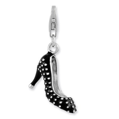 3-D Enameled High Heel Charm Sterling Silver Rhodium Plated QCC926 by Amore La Vita, MPN: QCC926, 8…