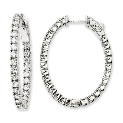 CZ In &amp; Out Oval Hoop Earrings Sterling Silver Rhodium-plated QE11061, MPN: QE11061, 886774727059