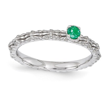 Emerald Single Stone Ring - Sterling Silver QSK1589, MPN: QSK1589, 886774213446