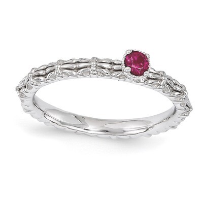 Ruby Single Stone Ring - Sterling Silver QSK1588, MPN: QSK1588, 886774213415