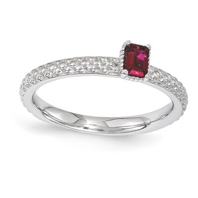 Ruby Single Stone Ring - Sterling Silver QSK1579, MPN: QSK1579, 886774212821