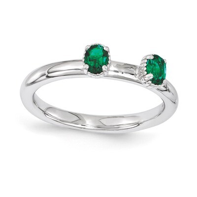 Emerald Two Stone Ring - Sterling Silver QSK1574, MPN: QSK1574, 886774212517