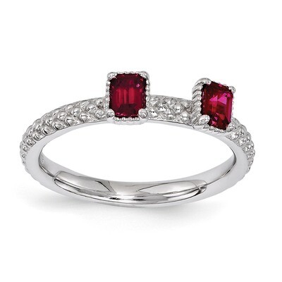 Ruby Two Stone Ring - Sterling Silver QSK1582, MPN: QSK1582, 886774212999