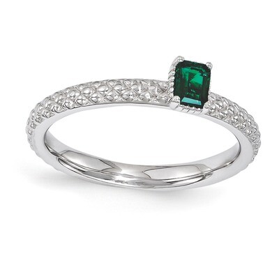 Emerald Single Stone Ring - Sterling Silver QSK1580, MPN: QSK1580, 886774212906