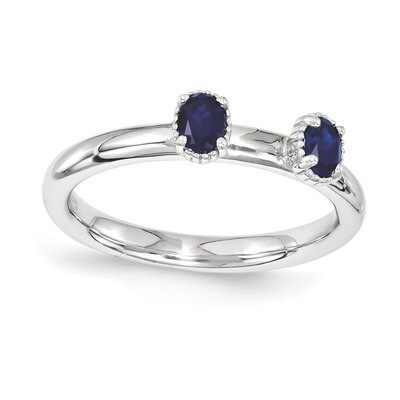 Sapphire Two Stone Ring - Sterling Silver QSK1575, MPN: QSK1575, 886774212609